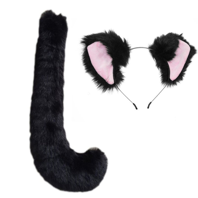Song Qing Party Cosplay Costume Cat Fox Ears Faux Fur Hair Hoop Headband + Tail Set for Women - Image 1